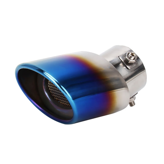 Universal Car Styling Stainless Steel Curved Bolt-on Exhaust Tail Muffler Tip Pipe with Mesh(Blue) by buy2fix