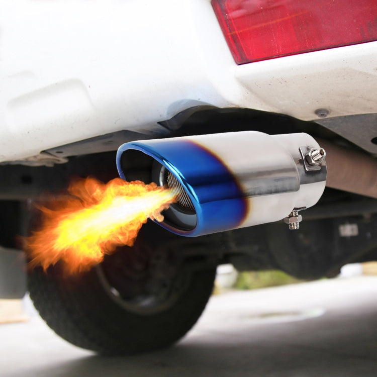 Universal Car Styling Stainless Steel Straight Bolt-on Exhaust Tail Muffler Tip Pipe with Mesh(Blue) by buy2fix