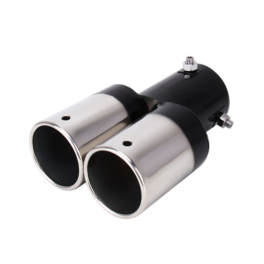Universal Car Styling Stainless Steel Straight Double Outlets Exhaust Tail Muffler Tip Pipe(Black) by buy2fix