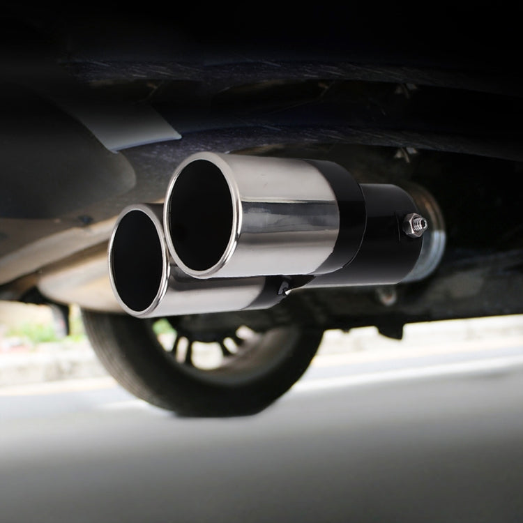 Universal Car Styling Stainless Steel Straight Double Outlets Exhaust Tail Muffler Tip Pipe(Black) by buy2fix