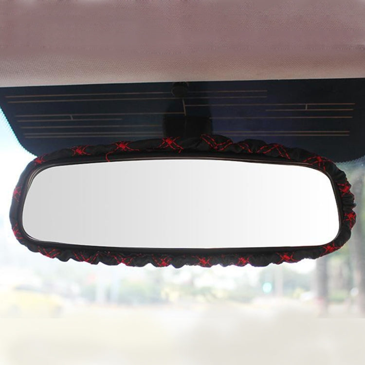 3 PCS Car Hand Brake Cover Shift Knob Gear Stick Cushion Sets Rear View Mirror Sets Cover Car Accessory Interior Decoration Pad(Red) by buy2fix