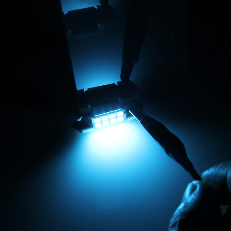 2 PCS DC 12V 2W 36MM 8 SMD-3528 LEDs Bicuspid Port Decoding Car Dome Lamp LED Reading Light(Ice Blue Light) by buy2fix