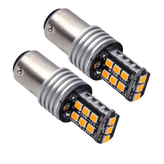 2 PCS 1157/BAY15D 3W 15 SMD-3528-LEDs Car Turn Light, DC 12V(Yellow Light) by buy2fix