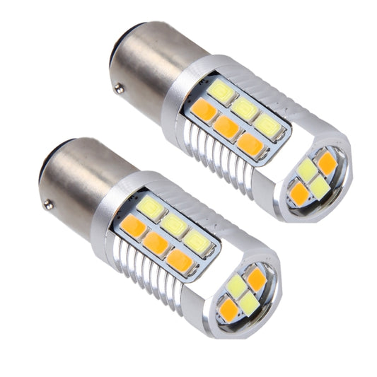 2 PCS 1157/BAY15D 6W 22 SMD-5730-LEDs White + Yellow Light Brake Light Turn Light, DC 12V by buy2fix
