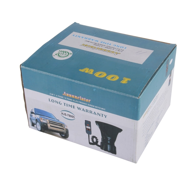 HJS-78005 12V 60W 300dB Car Electric Alarm Air Horn Siren Speaker 5 Sound Tone/ 3 Sound Tone Super Loud With Mic, Cable Length: 60cm by buy2fix
