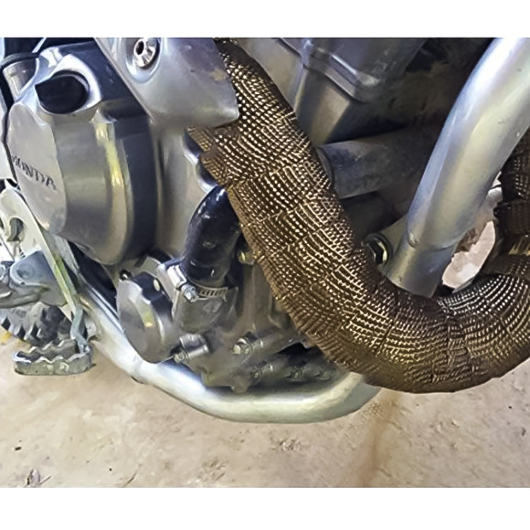 15m Titanium Gold Exhaust Wrap Auto Motor Exhaust Heat Shield Wrap Heat Resistant Wrap by buy2fix