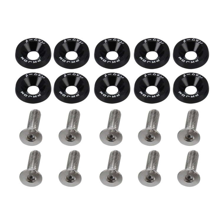 10 PCS Car Modified Screw Gaskets Bodywork Stainless Steel Gasket Bolts, Diameter: 19mm(Black) by buy2fix
