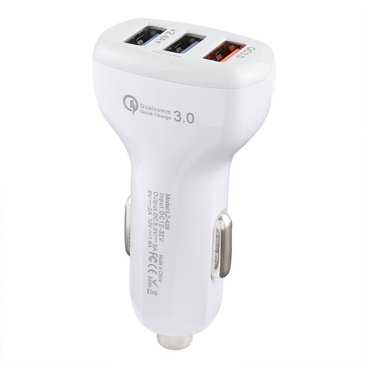 LZ-429 QC3.0 2.4A Three USB Ports Smart Quick Car Charger(White) by buy2fix