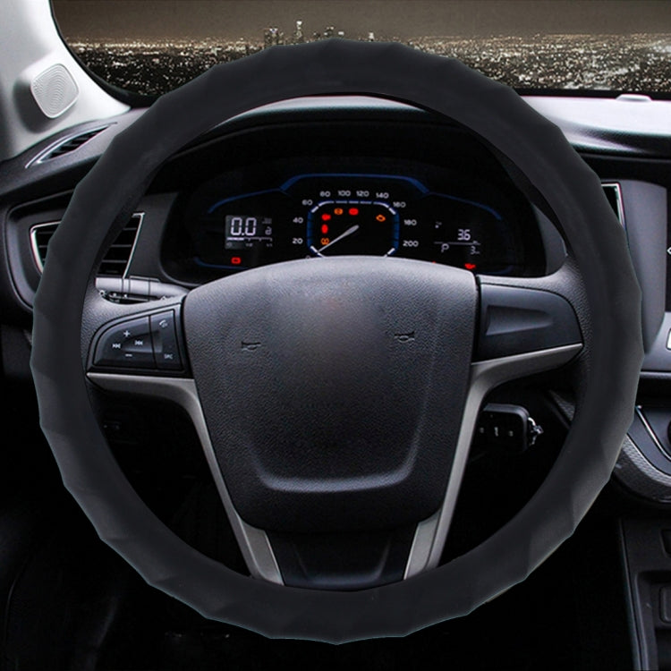 Distorted Lines Texture Universal Rubber Car Steering Wheel Cover Sets Four Seasons General (Black) by buy2fix