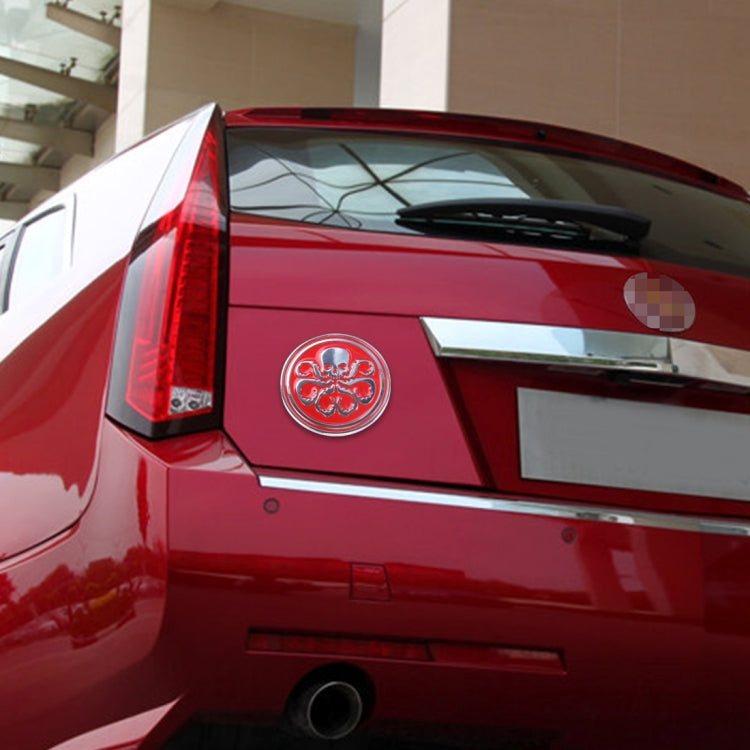 Skull Pattern Circular Shape Shining Metal Car Free Sticker(Red) by buy2fix