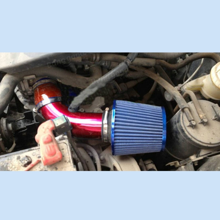 Universal Air Intake Pipe Super Power Flow Air Intakes Short Cold Racing Aluminium Air Intake Pipe Hose with Cone Filter Kit System (Red) by buy2fix