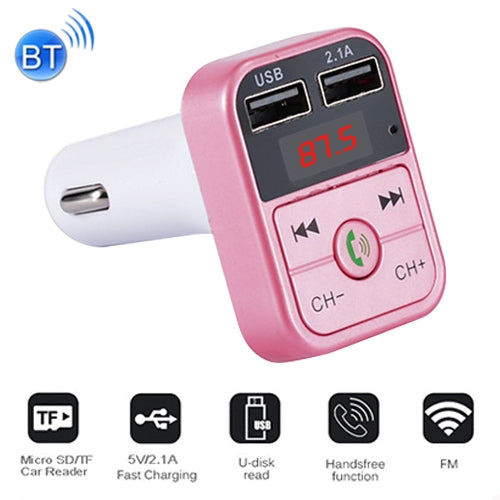 B2 Dual USB Charging Bluetooth FM Transmitter MP3 Music Player Car Kit, Support Hands-Free Call & TF Card & U Disk (Rose Gold) by buy2fix
