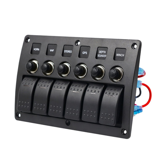 3Pin 6 Way Switches Combination Switch Panel with Light and Projector Lens for Car RV Marine Boat by buy2fix
