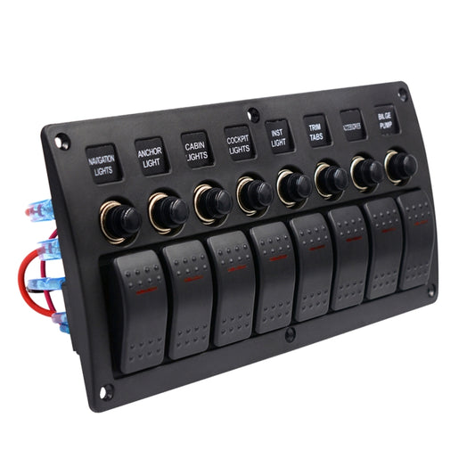3Pin 8 Way Switches Combination Switch Panel with Light and Projector Lens for Car RV Marine Boat by buy2fix