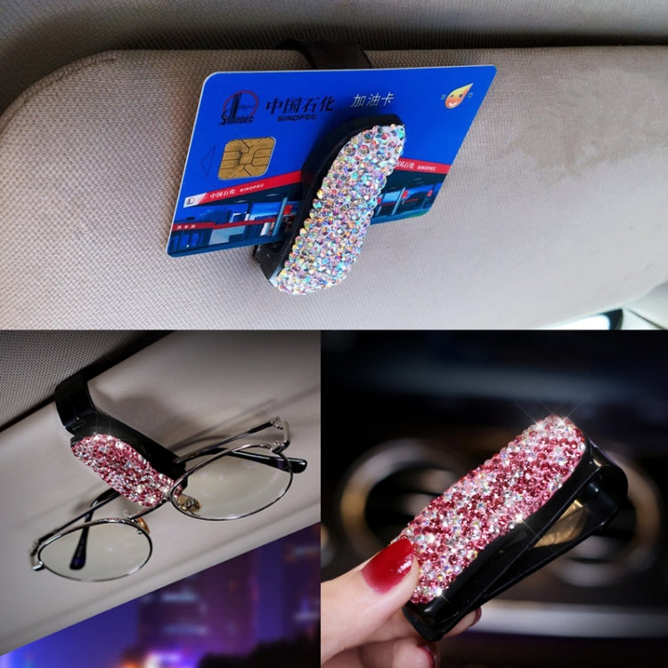 Car Mixed Color Diamond Mounted Glasses Bill Clip Holder (Black) by buy2fix