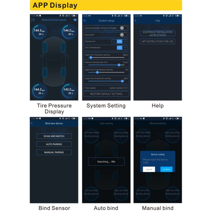 V11B Car Smart Multi-functional Tire Air Pressure Inflator Gauge Vehicle Tester Inflation Monitoring, Support Bluetooth 4.0 by buy2fix