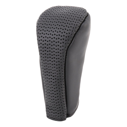 Universal Nonslip Breathable Genuine Leather Car Gear Shift Knob Cover(Black) by buy2fix