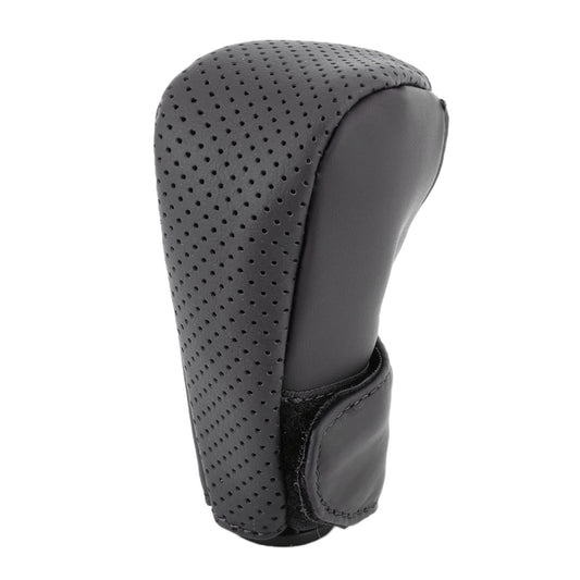Universal Nonslip Breathable Genuine Leather Car Gear Shift Knob Cover(Black) by buy2fix