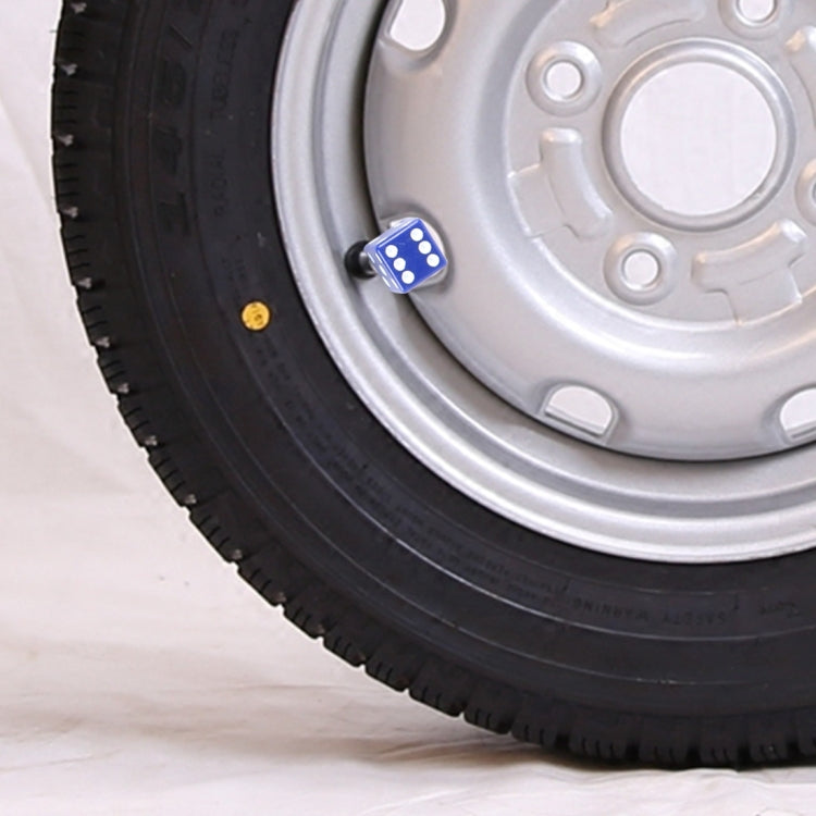 4 PCS Plastic Plated Dice Shape Universal Tire Valve Stem Cap(Blue) by buy2fix