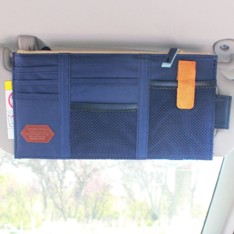 Multi-functional Auto Car Sun Visor Sunglass Holder Card Storage Holder Inner Pouch Bag(Dark Blue) by buy2fix