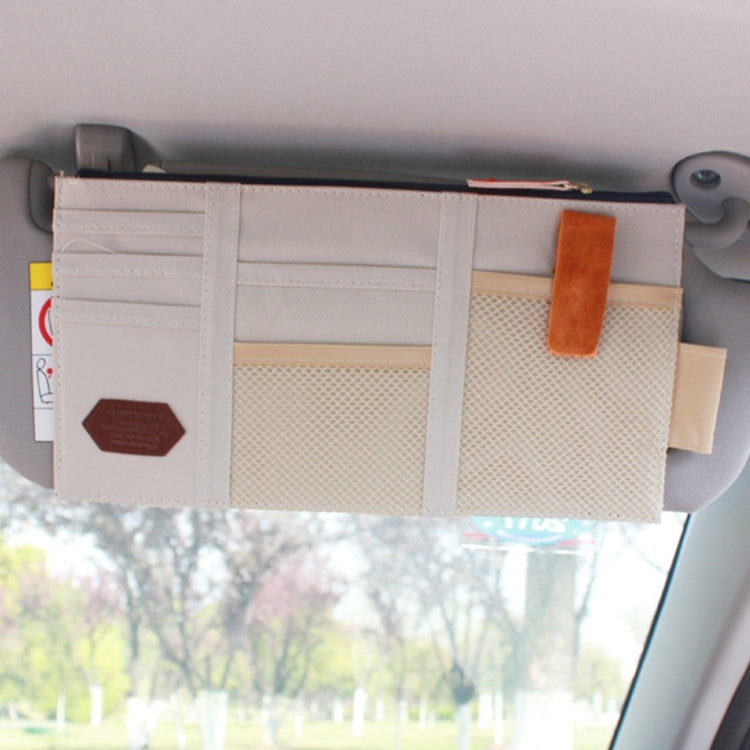 Multi-functional Auto Car Sun Visor Sunglass Holder Card Storage Holder Inner Pouch Bag(Khaki) by buy2fix