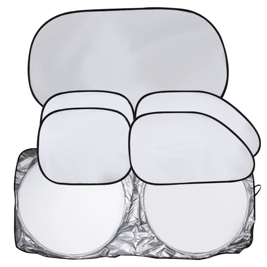 6 in 1 Summer Accessories Coated Silver Car Sun Shade Cloth Set by buy2fix