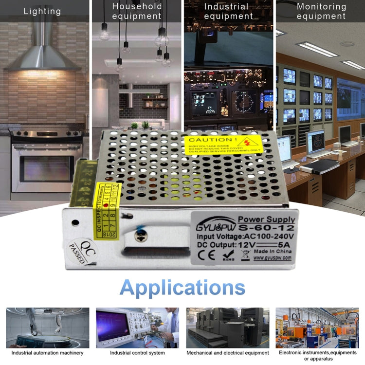 S-60-12 60W AC110/220V to DC 12V 5A Power Inverter Power converter by buy2fix