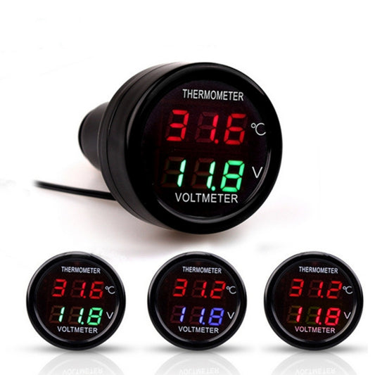 2 in 1 Universal Car Digital Voltage Meter Temperature Meter (Random Color Delivery) by buy2fix