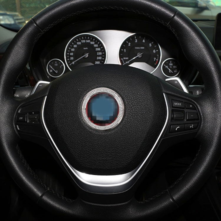 Car Aluminum Steering Wheel Decoration Ring with Diamonds For BMW(Silver) by buy2fix