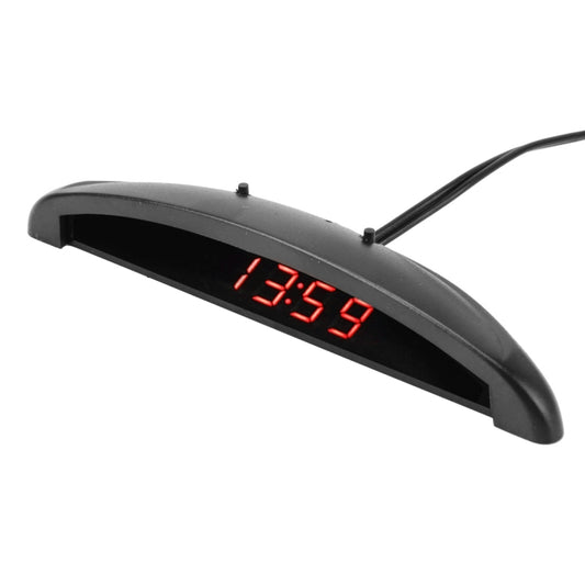 2 in 1 Car LED Digital Display Thermometer Clock(Red) by buy2fix