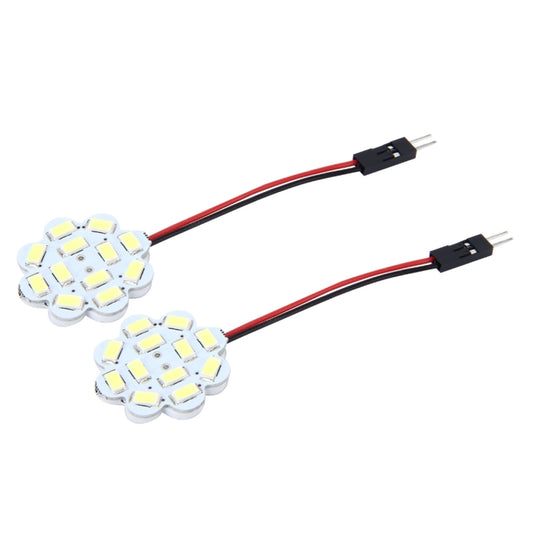 2 PCS 3W 200 LM 6000K Flower Shape Car Auto Interior Doom Reading Light with 12 SMD-5630 LED Lamps Bicuspid and T10 Adapter Cable, DC 12V(White Light) by buy2fix
