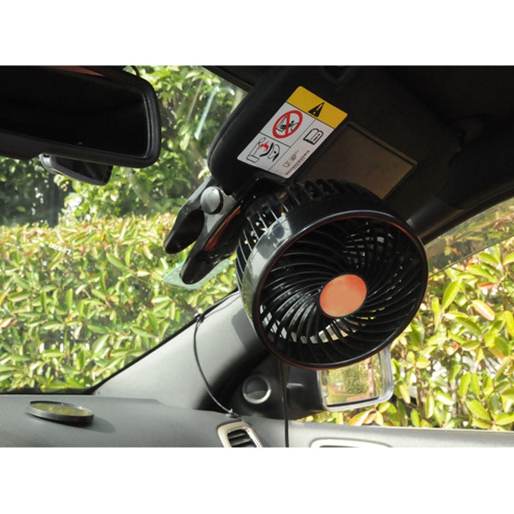 HUXIN HX-T604E 12W 6inch 360 Degree Adjustable Rotation Clip One Head Low Noise Mini Electric Car Fan with Roller Switch, DC24V by buy2fix