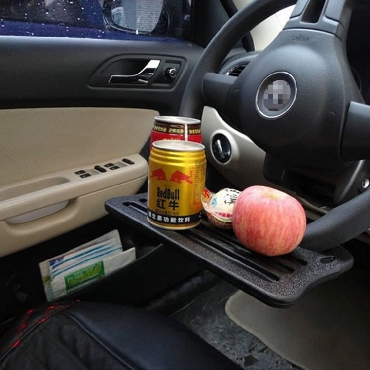 Vehicle Portable Desk Steering Wheel Multi-use Tray Stand Car Food Eating Table iPad Holder(Black) by buy2fix