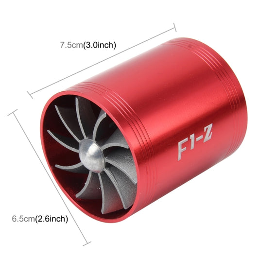 F1-Z Car Stainless Universal Supercharger Dual Double Turbine Air Intake Fuel Saver Turbo Turboing Charger Fan Set kit(Red) by buy2fix