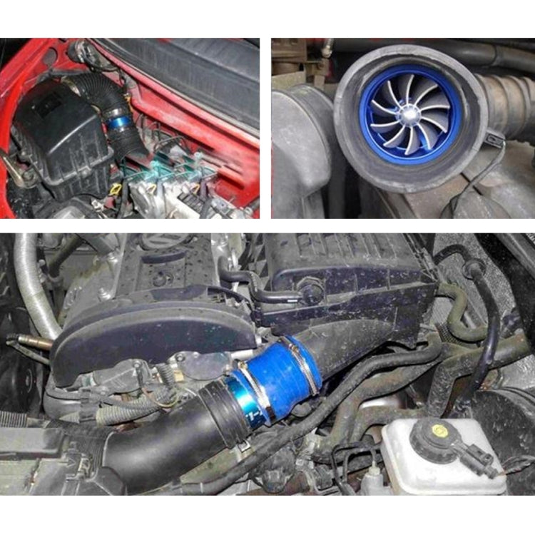 F1-Z Car Stainless Universal Supercharger Dual Double Turbine Air Intake Fuel Saver Turbo Turboing Charger Fan Set kit(Blue) by buy2fix