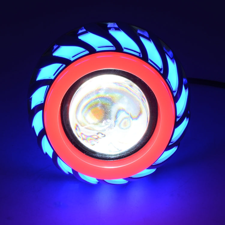 Motorcycle 30W DC 12V-85V LED Headlight Lens Built-in Whirlwind Double Aperture Angle Eyes + Devil Eye(Blue Light) by buy2fix