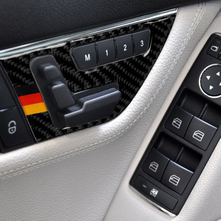2 PCS German Flag Car Carbon Fiber Seat Adjustment Panel Decorative Sticker for Mercedes-Benz W204 2007-2013 by buy2fix