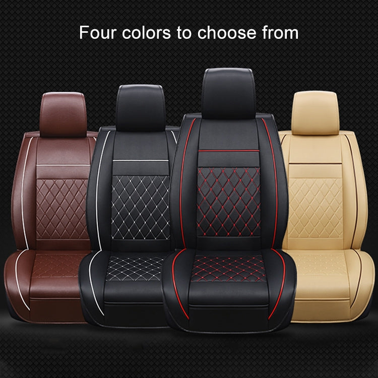 Car Leather Full Coverage Seat Cushion Cover, Luxury Version,Only One Front Seat(Black Red) by buy2fix