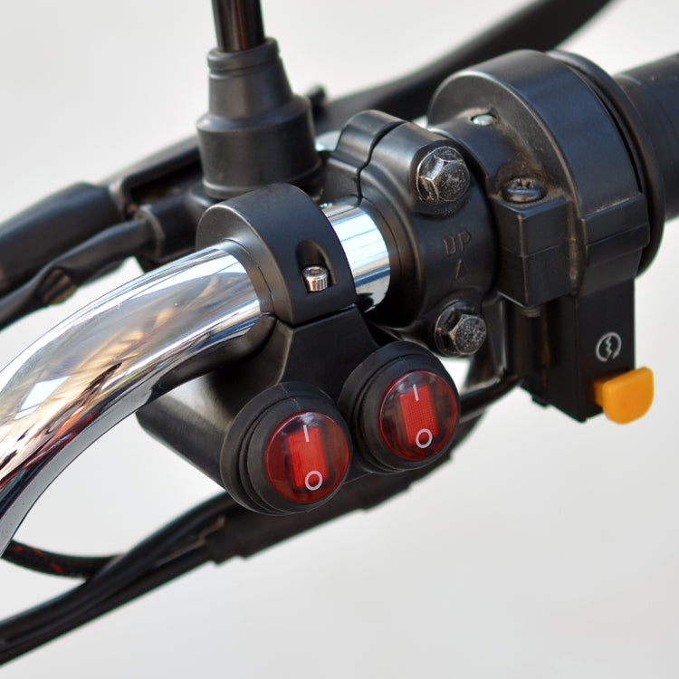 Motorcycle Headlight Auxiliary Light Waterproof Aluminum Alloy Double Flash Switches with Indicator Light by buy2fix