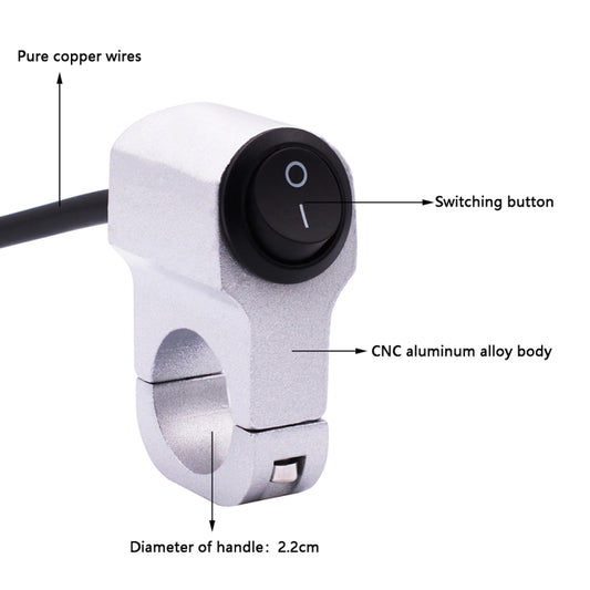 Motorcycle Headlight Auxiliary Light Aluminum Alloy Switches with Lock by buy2fix