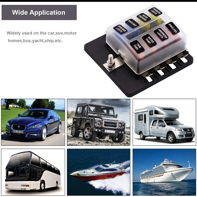 1 in 8 Out Fuse Box PC Terminal Block Fuse Holder Kits with LED Warning Indicator for Auto Car Truck Boat by buy2fix