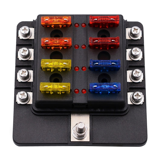 1 in 8 Out Fuse Box Screw Terminal Section Fuse Holder Kits with LED Warning Indicator for Auto Car Truck Boat by buy2fix