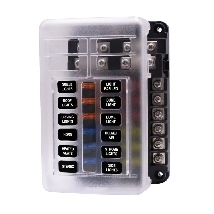 Independent Positive and Negative 1 in 12 Out 12 Way Circuit Blade Fuse Box Fuse Holder Kits with LED Warning Indicator for Auto Car Truck Boat by buy2fix