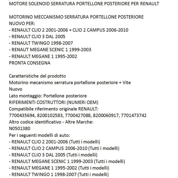 Tailgate Central Locking 8200102583 7700427088 8200060917 for Renault by buy2fix
