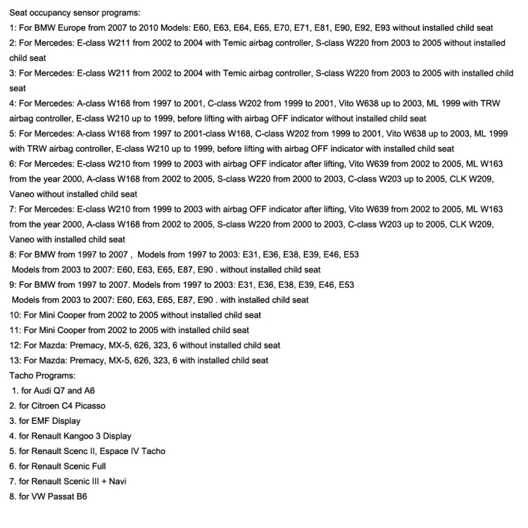 SQU OF68 Universal Car Emulator Signal Reset Immo / Tacho Programs Place ESL Diagnostic Seat Occupancy Sensor Tool by buy2fix