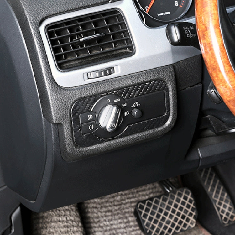 Car Carbon Fiber Headlight Panel Decorative Sticker for Volkswagen Touareg 2011-2018 by buy2fix