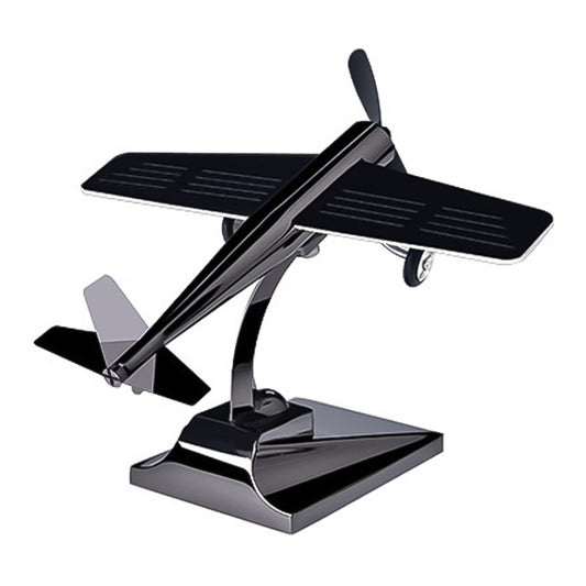 Car Interior Decoration Accessories Aircraft Model Ornaments Propeller Rotating Solar Energy Ornament (Black) by buy2fix