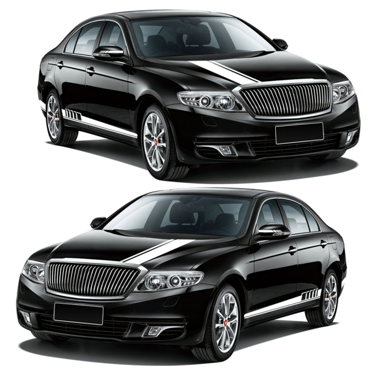 5 in 1 Car Styling Stripe Hood PVC Sticker Auto Decorative Sticker (White) by buy2fix