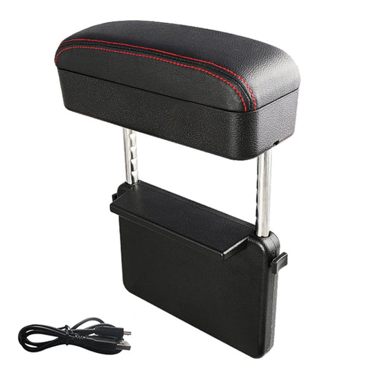 Universal Car Wireless Qi Standard Charger PU Leather Wrapped Armrest Box Cushion Car Armrest Box Mat with Storage Box (Black Red) by buy2fix