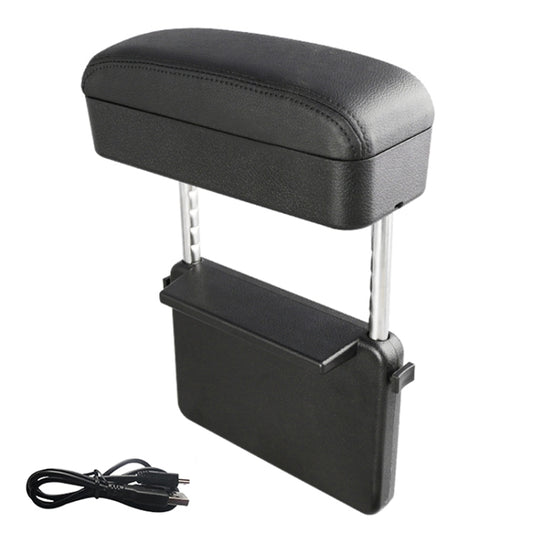 Universal Car Wireless Qi Standard Charger PU Leather Wrapped Armrest Box Cushion Car Armrest Box Mat with Storage Box (Black) by buy2fix